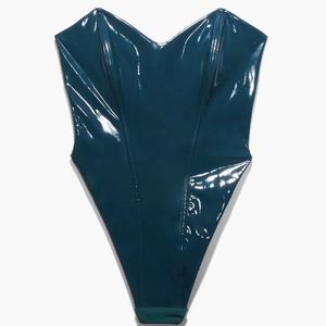 NWT! Savage X Fenty Leather Tease Vinyl Strapless Teddy